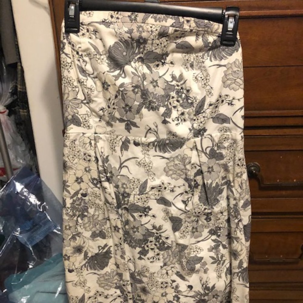 Strapless Grey and White Floral Dress